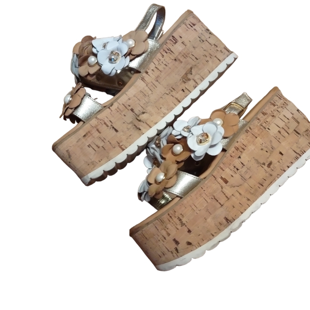 Eddy Daniele Platform Floral Sandals Cork Size 36 Italy or 6 US